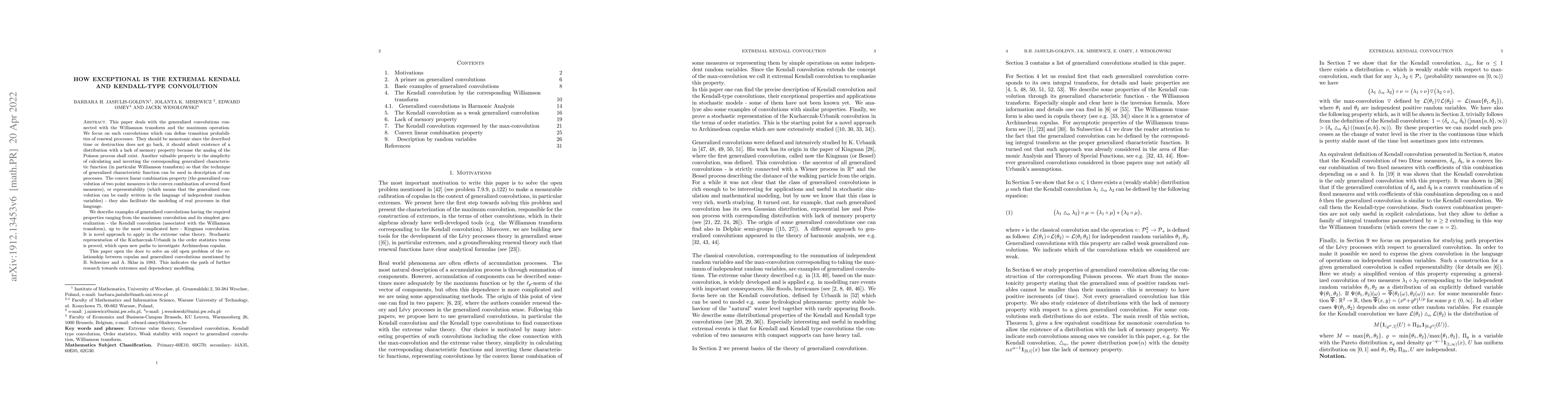 Thumbnail for How exceptional is the extremal Kendall and Kendall-type convolution