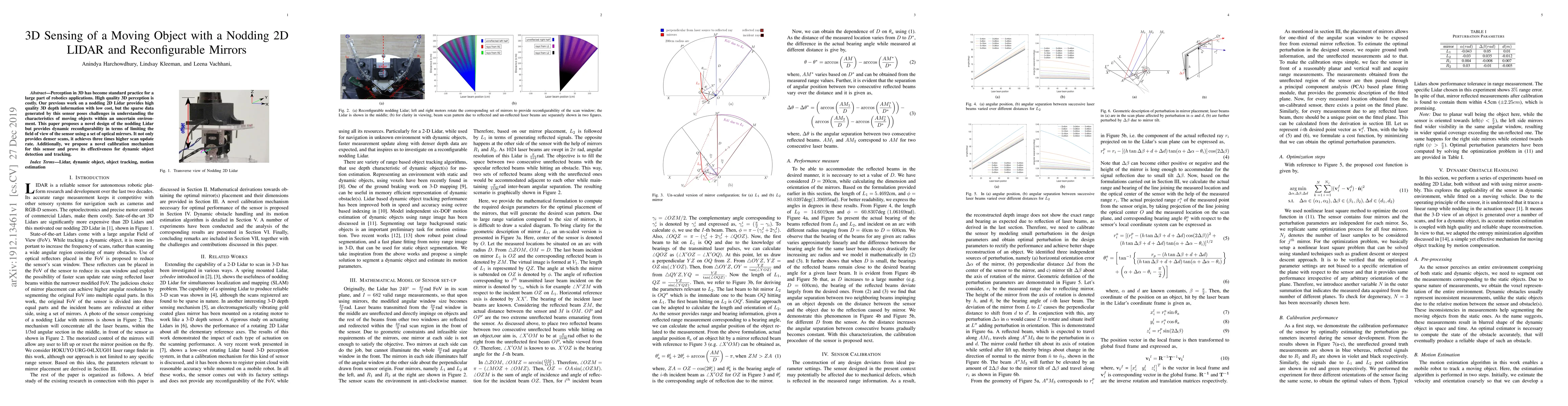 Thumbnail for 3D Sensing of a Moving Object with a Nodding 2D LIDAR and Reconfigurable
  Mirrors