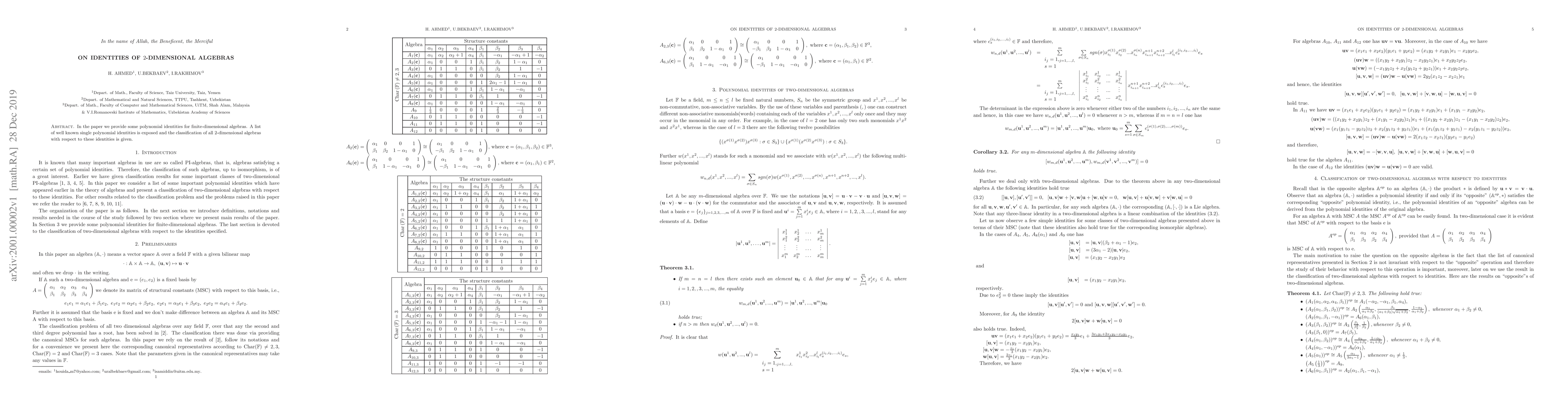 Thumbnail for On identities of $2$-dimensional algebras