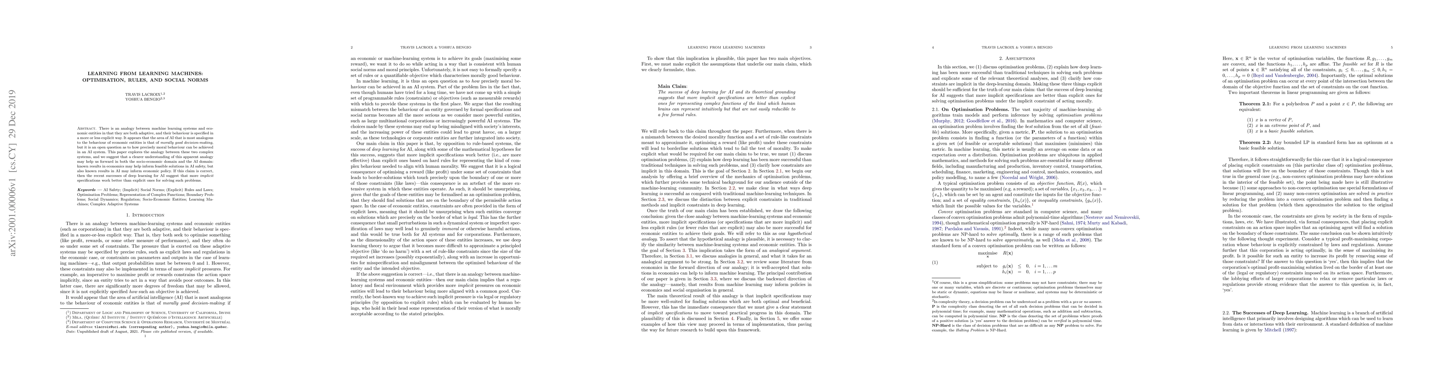 Thumbnail for Learning from Learning Machines: Optimisation, Rules, and Social Norms