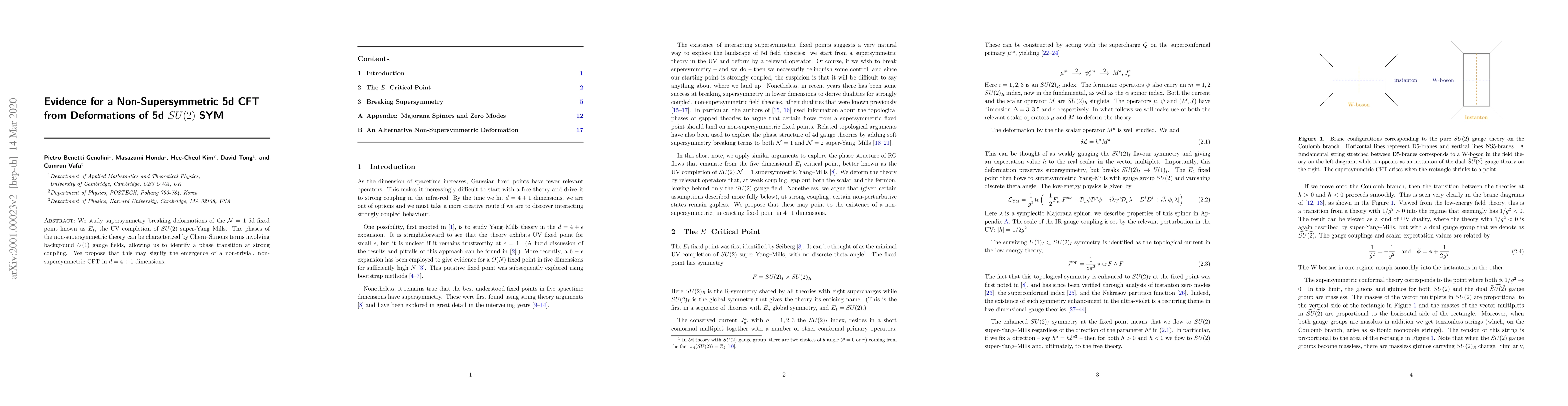 Thumbnail for Evidence for a Non-Supersymmetric 5d CFT from Deformations of 5d $SU(2)$
  SYM