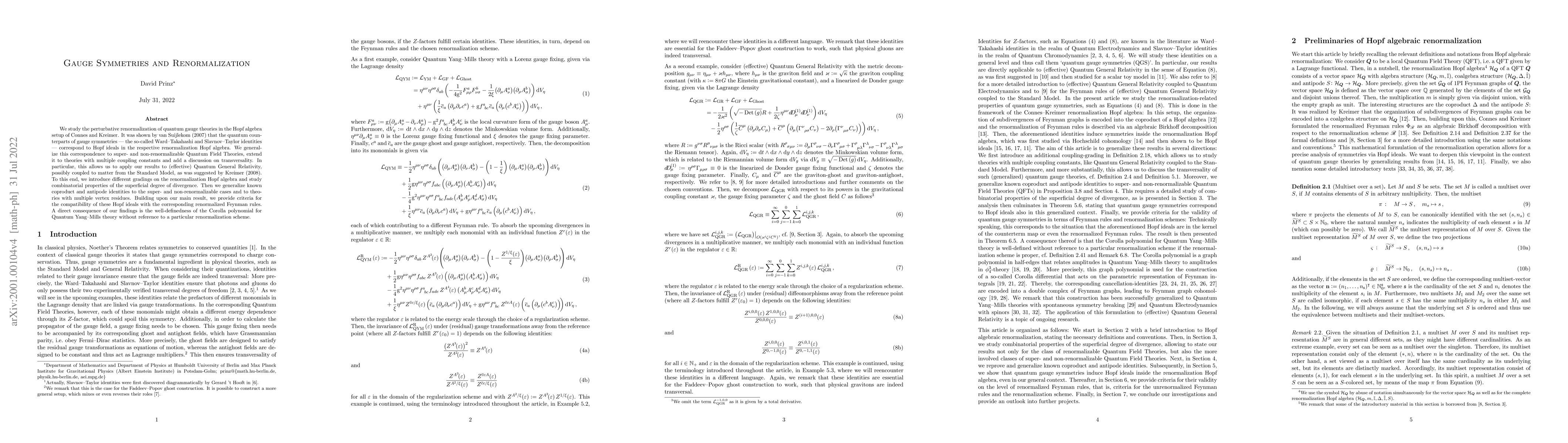 Thumbnail for Gauge Symmetries and Renormalization