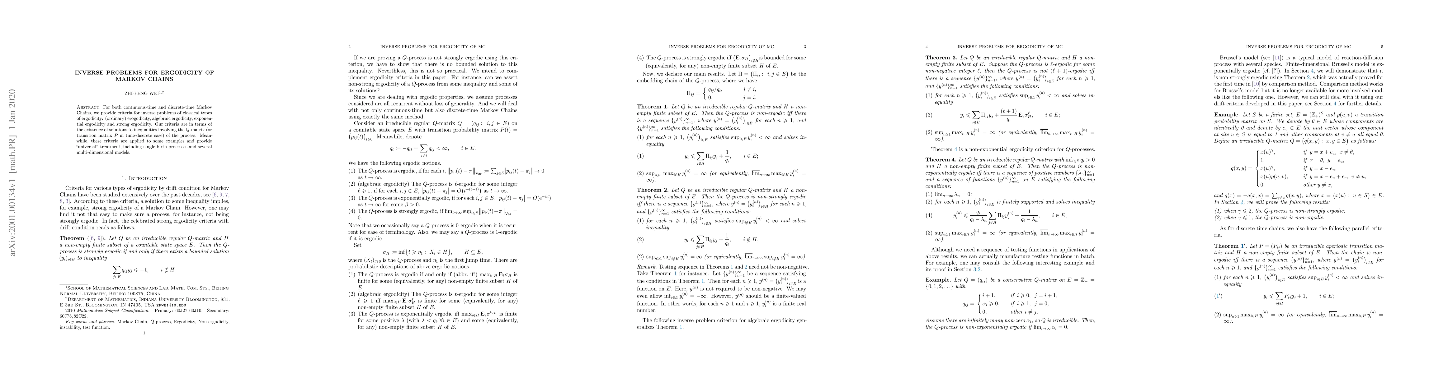 Thumbnail for Inverse Problems for Ergodicity of Markov Chains