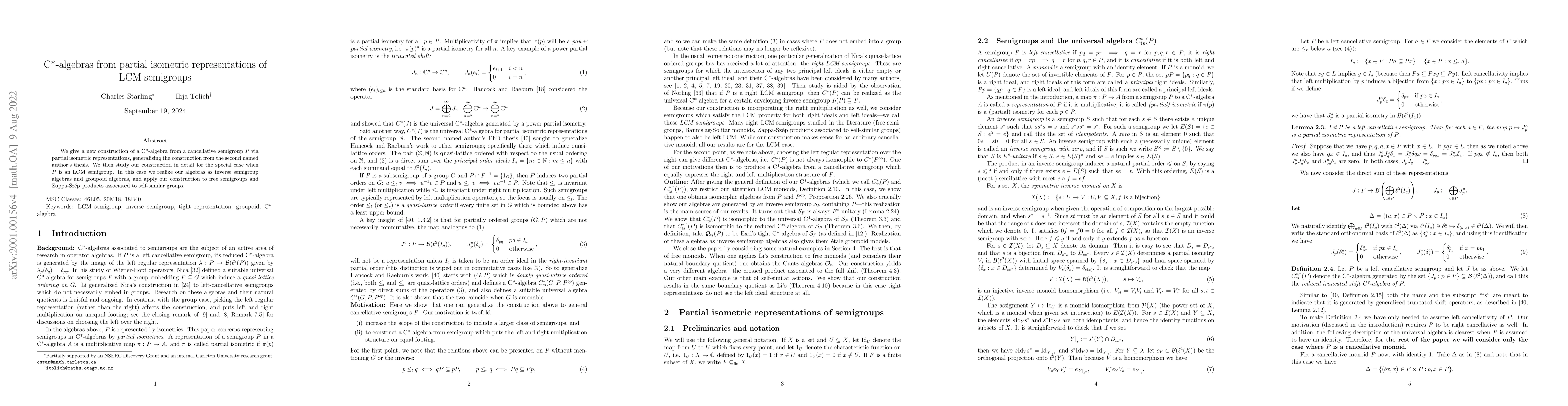 Thumbnail for C*-algebras from partial isometric representations of LCM semigroups