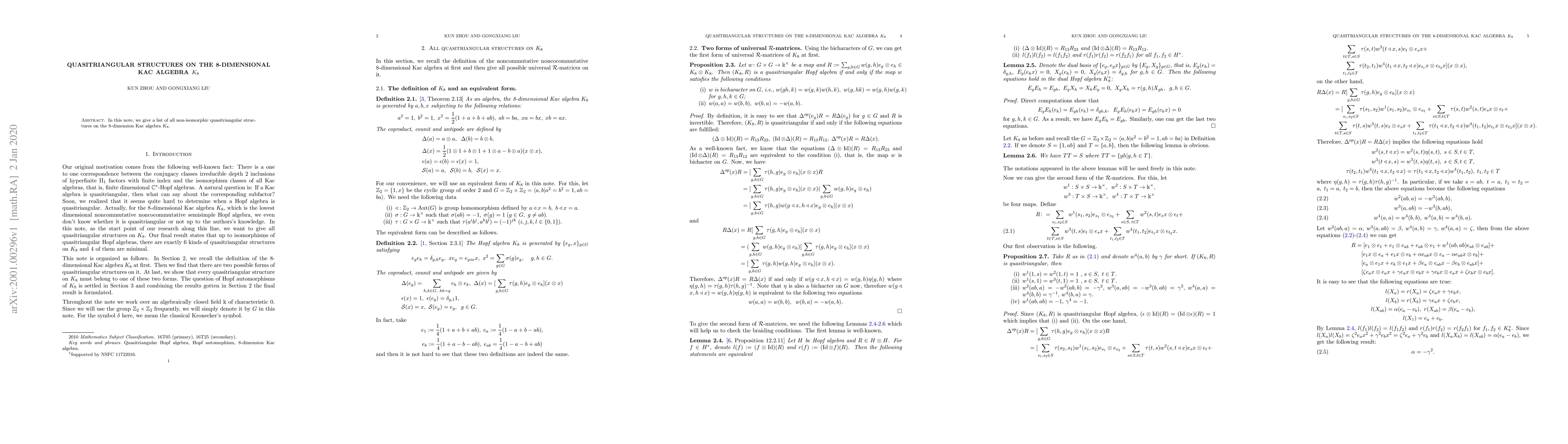 Thumbnail for Quasitriangular structures on the 8-dimensional Kac algebra K_8
