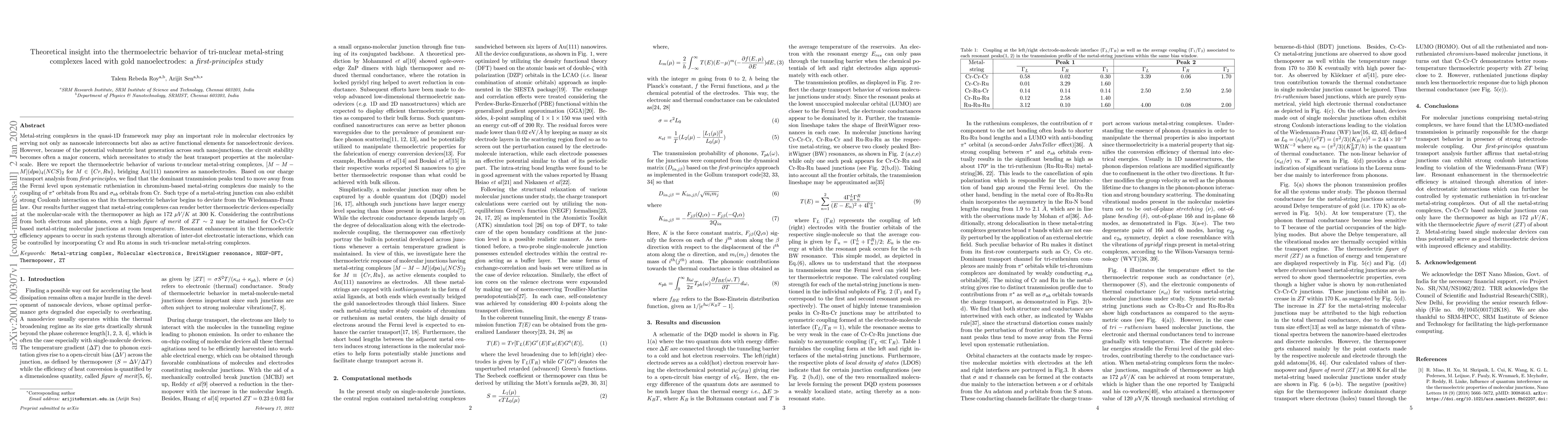 Thumbnail for Theoretical insight into the thermoelectric behavior of tri-nuclear
  metal-string complexes laced with gold nanoelectrodes: A first-principles
  study