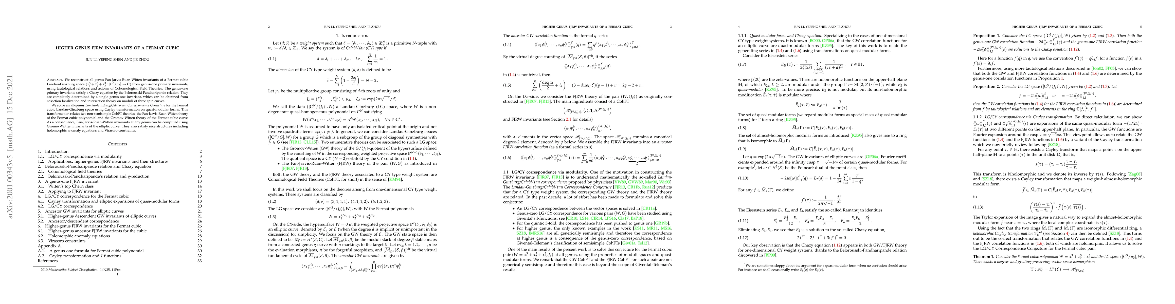 Thumbnail for Higher Genus FJRW Invariants of a Fermat Cubic