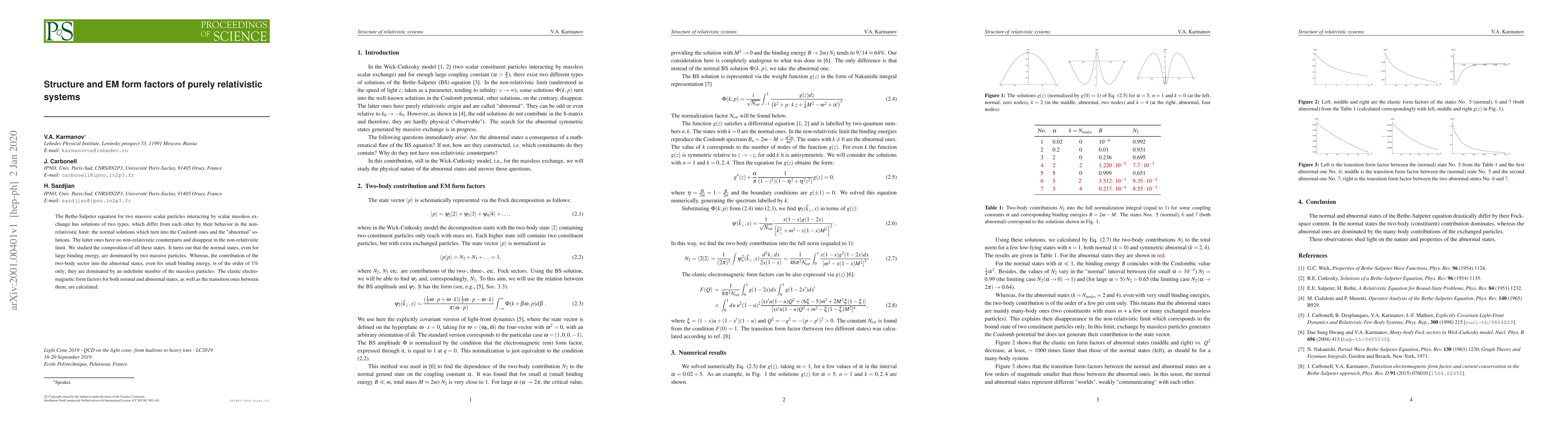 Thumbnail for Structure and EM form factors of purely relativistic systems