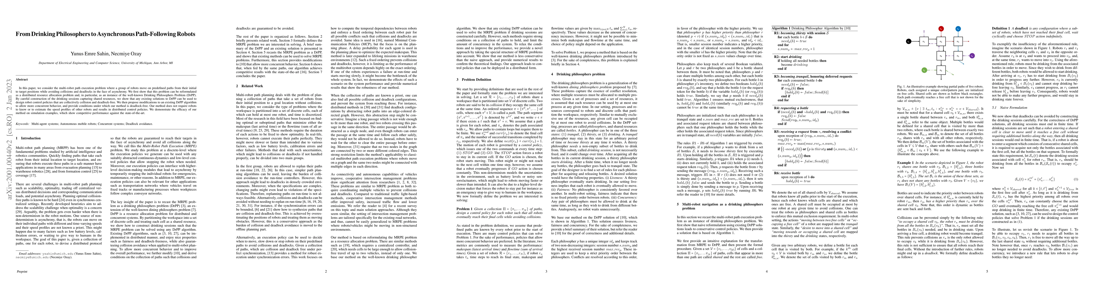 Thumbnail for From Drinking Philosophers to Asynchronous Path-Following Robots