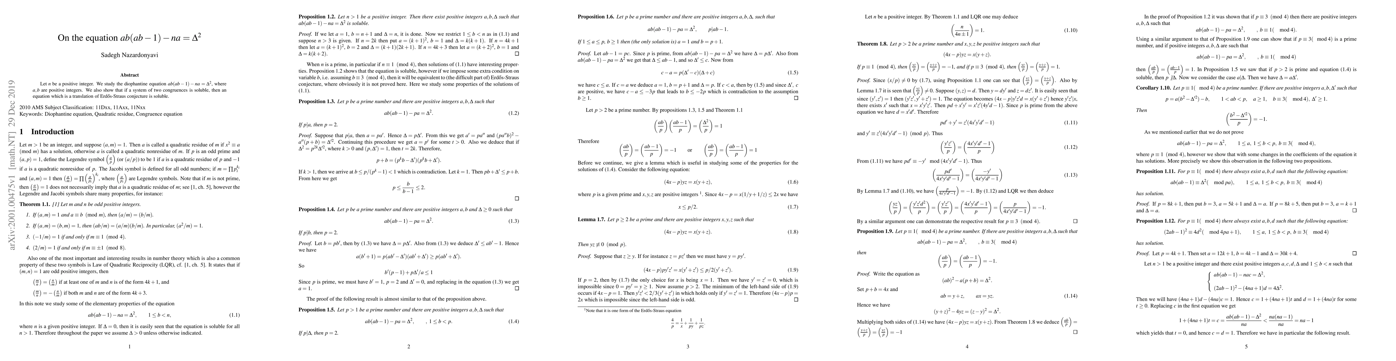 Thumbnail for On the equation $ab(ab-1)-na=\Delta^2$