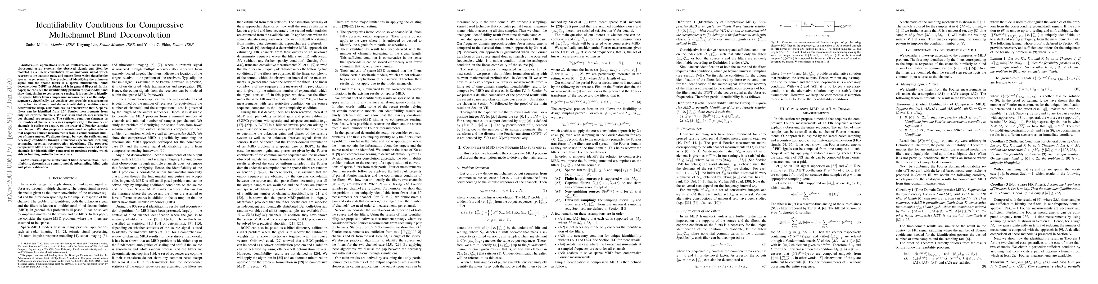 Thumbnail for Identifiability Conditions for Compressive Multichannel Blind
  Deconvolution