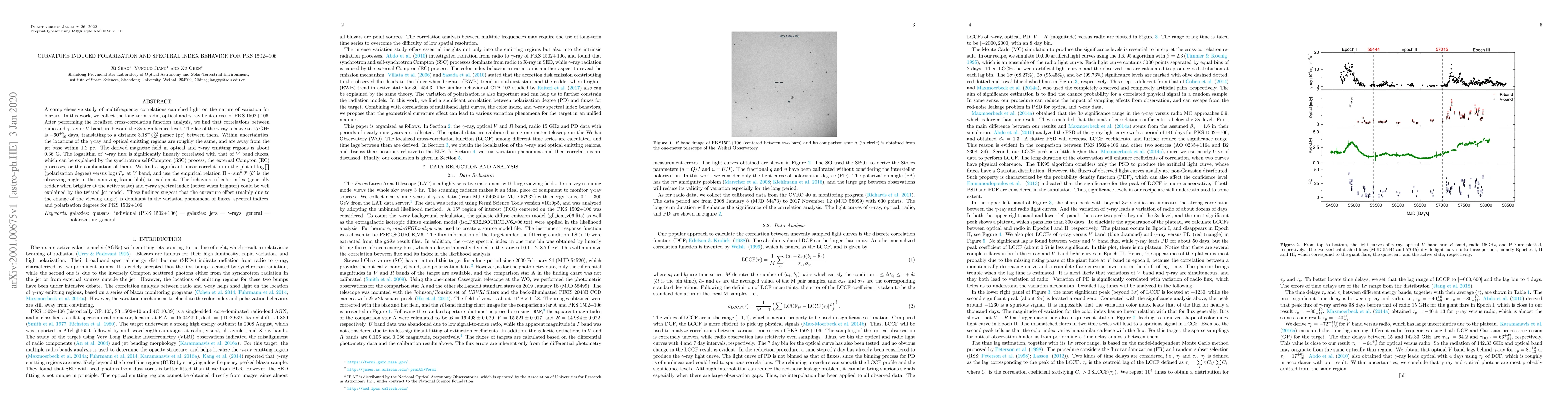 Thumbnail for Curvature induced polarization and spectral index behavior for PKS
  1502+106