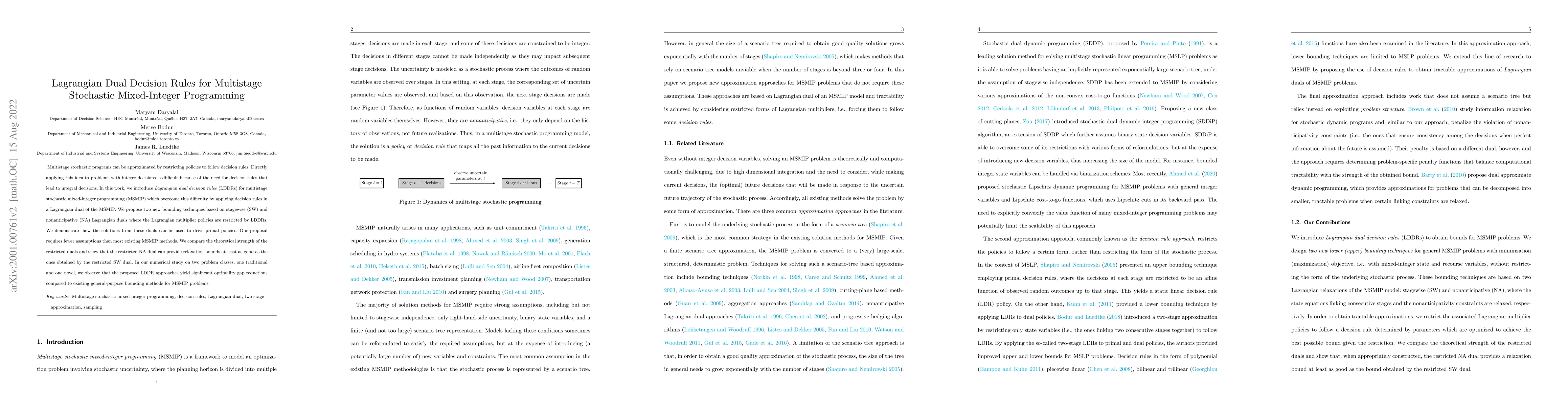 Thumbnail for Lagrangian Dual Decision Rules for Multistage Stochastic Mixed Integer
  Programming