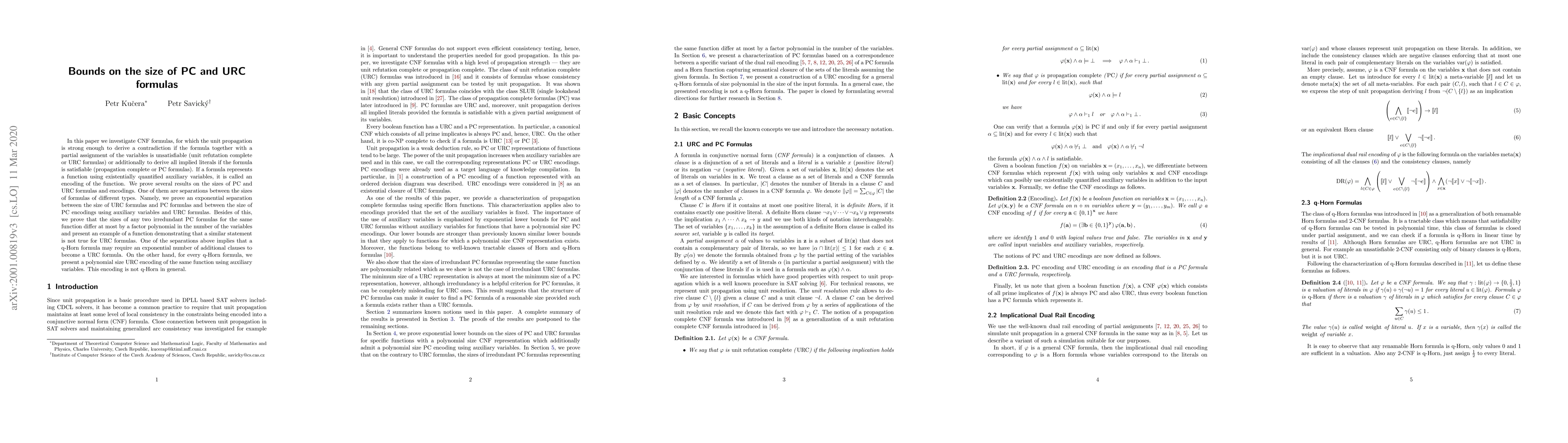 Thumbnail for Bounds on the size of PC and URC formulas