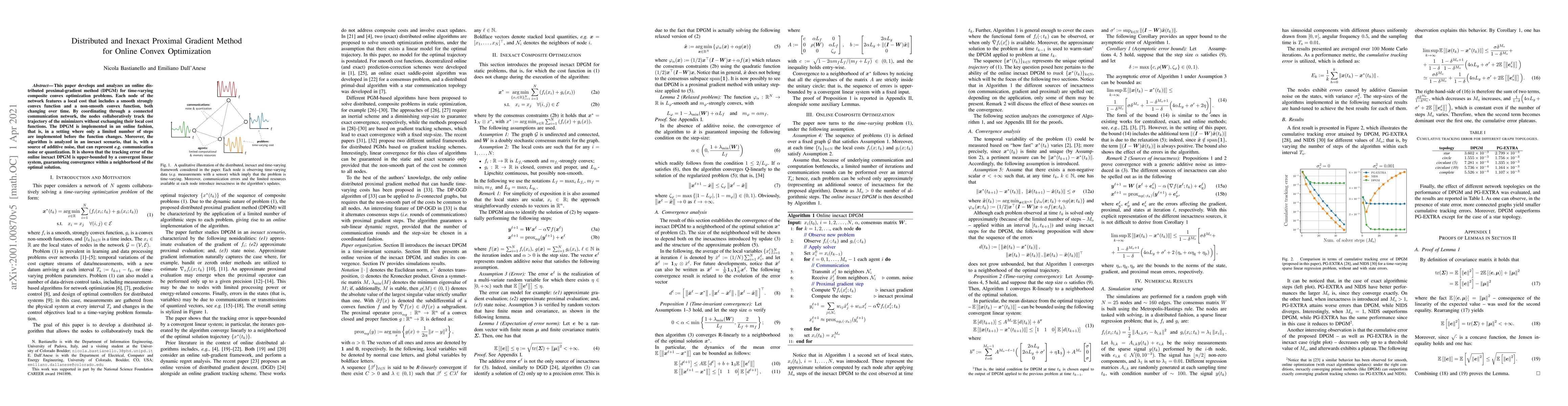 Thumbnail for Distributed and Inexact Proximal Gradient Method for Online Convex
  Optimization