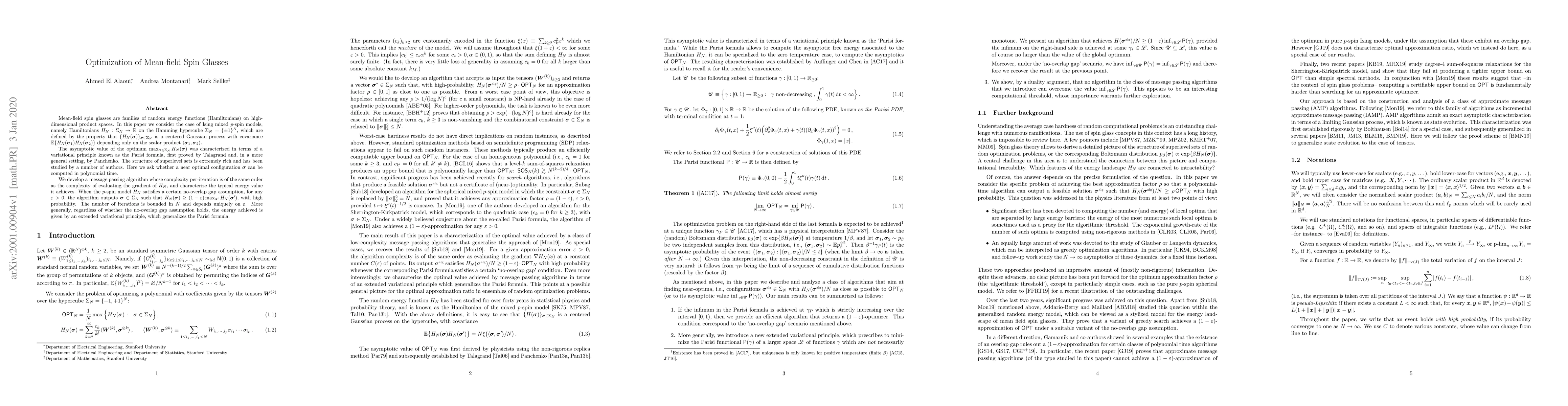 Thumbnail for Optimization of Mean-field Spin Glasses