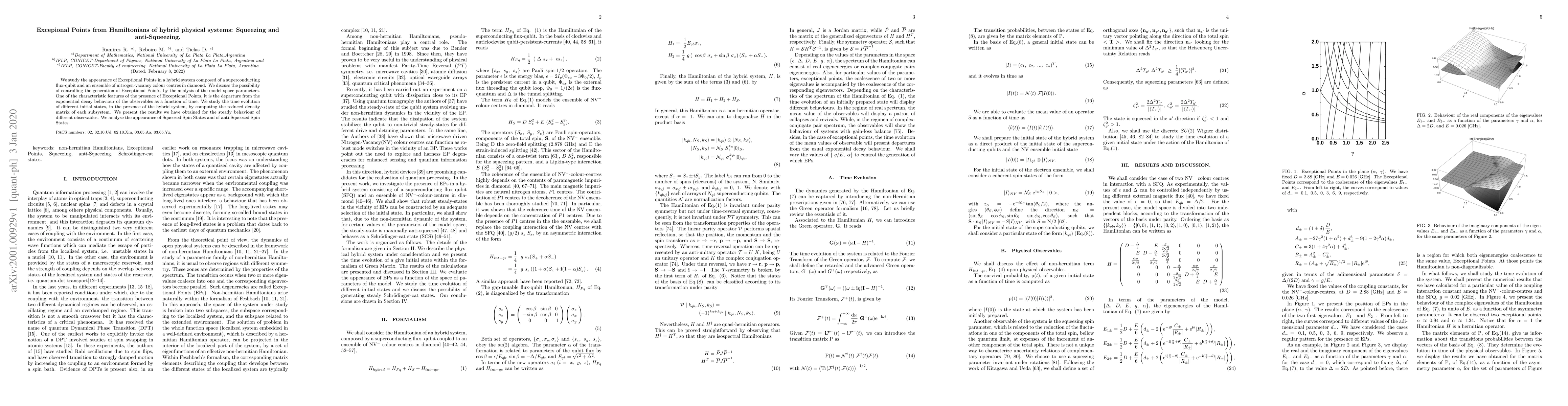 Thumbnail for Excepional Points from Hamiltonians of hybrid physical systems:
  Squeezing and anti-Squeezing
