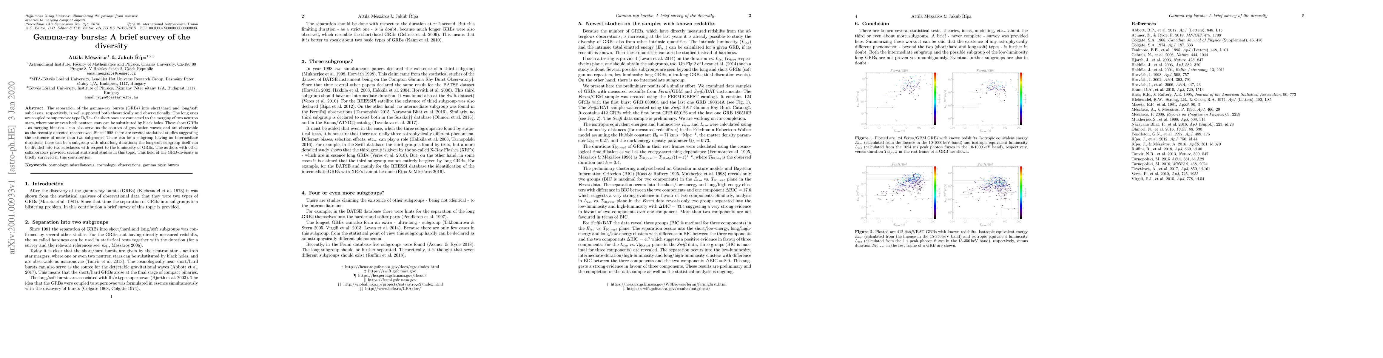 Thumbnail for Gamma-ray bursts: A brief survey of the diversity