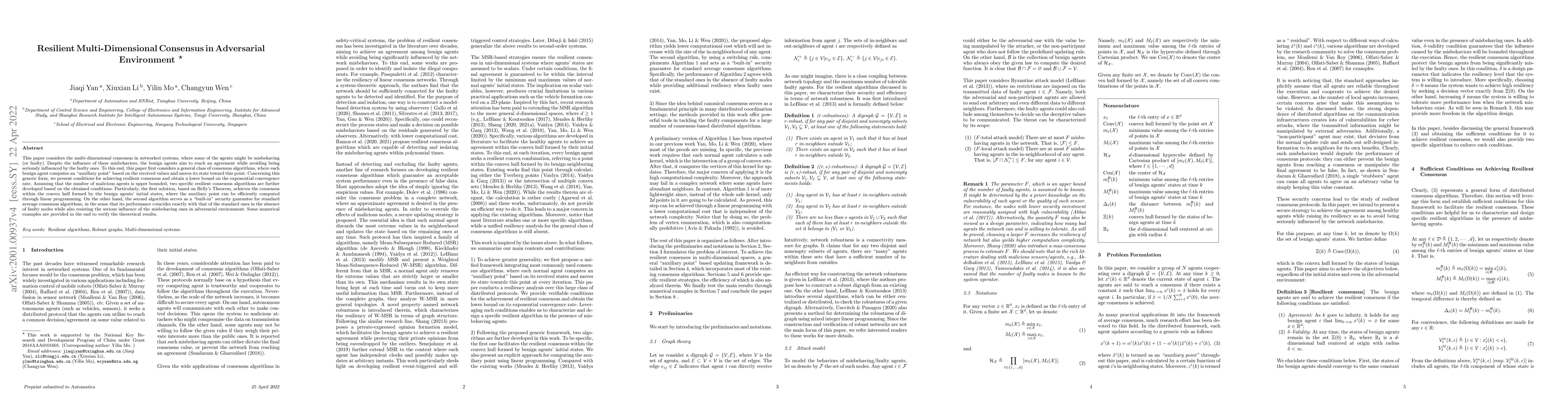 Thumbnail for Resilient Multi-Dimensional Consensus in Adversarial Environment