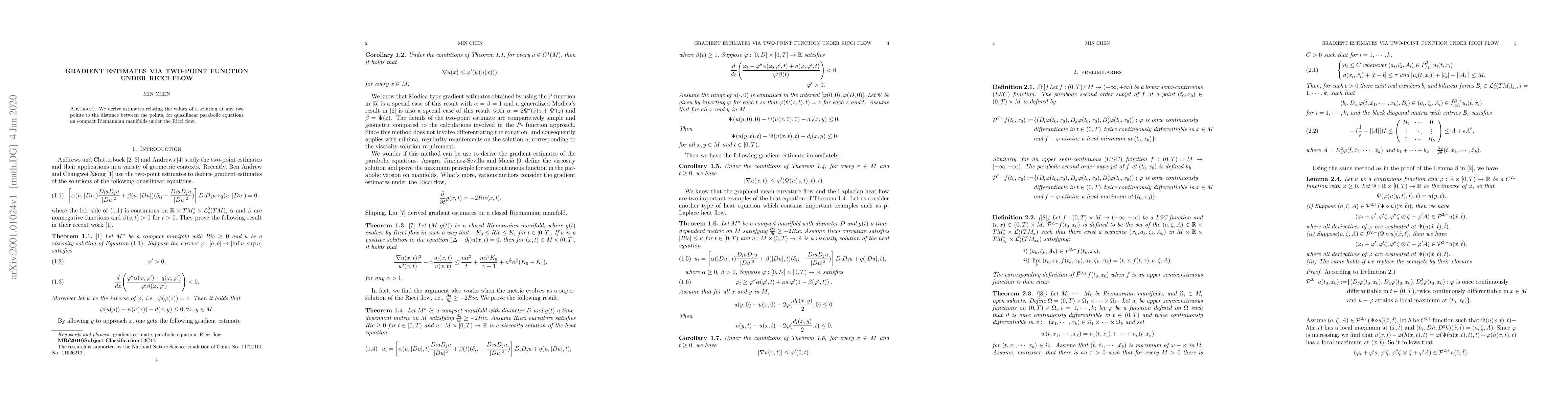 Thumbnail for Gradient estimate via two-point function under Ricci flow