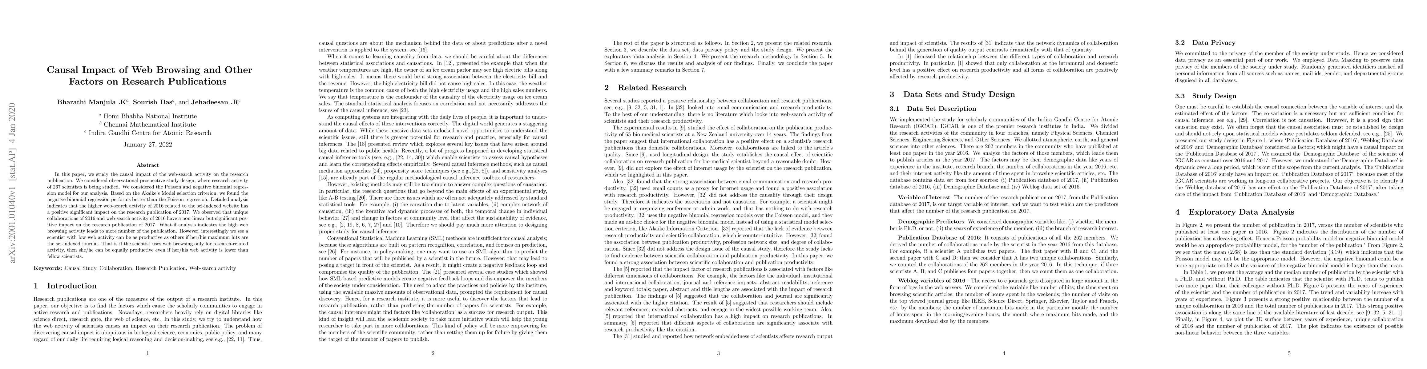 Thumbnail for Causal Impact of Web Browsing and Other Factors on Research Publications