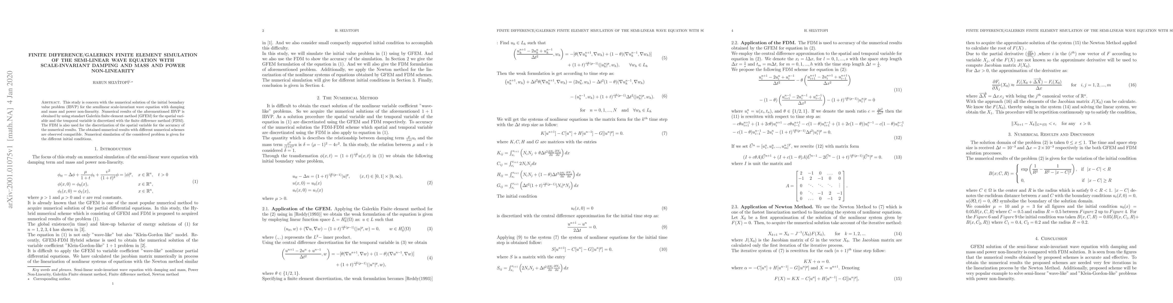 Thumbnail for Finite Difference/Galerkin Finite Element Simulation of the Semi-Linear
  Wave Equation with Scale-Invariant Damping and Mass and Power Non-Linearity