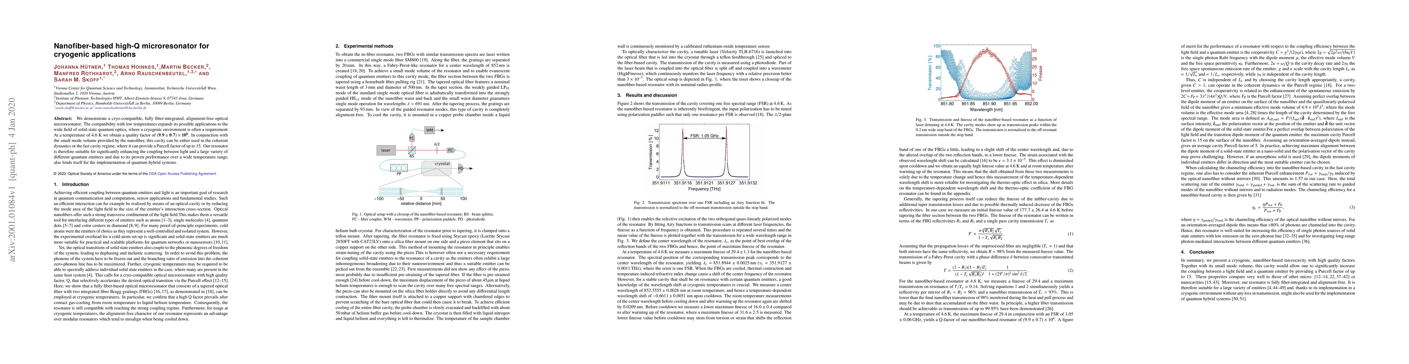 Thumbnail for Nanofiber-based high-Q microresonator for cryogenic applications