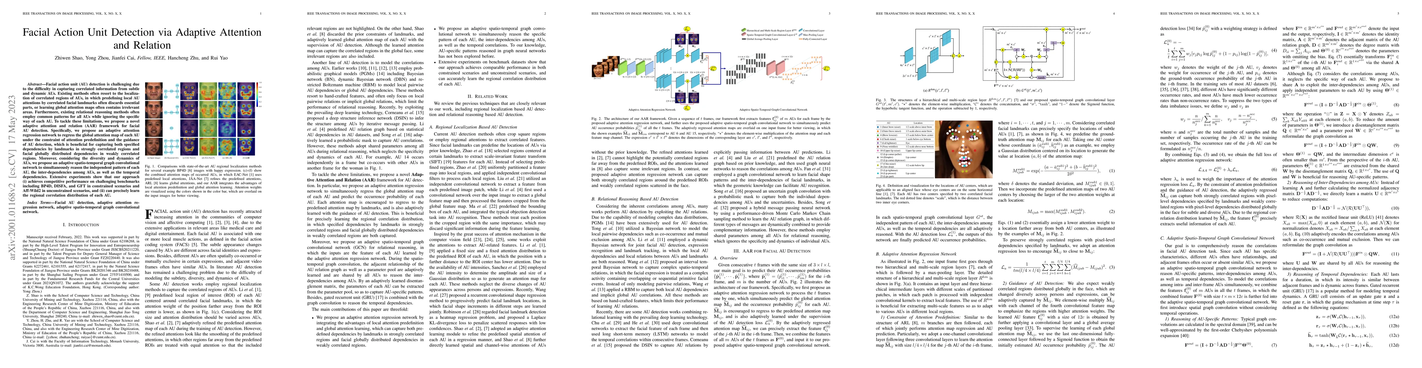 Thumbnail for Facial Action Unit Detection via Adaptive Attention and Relation