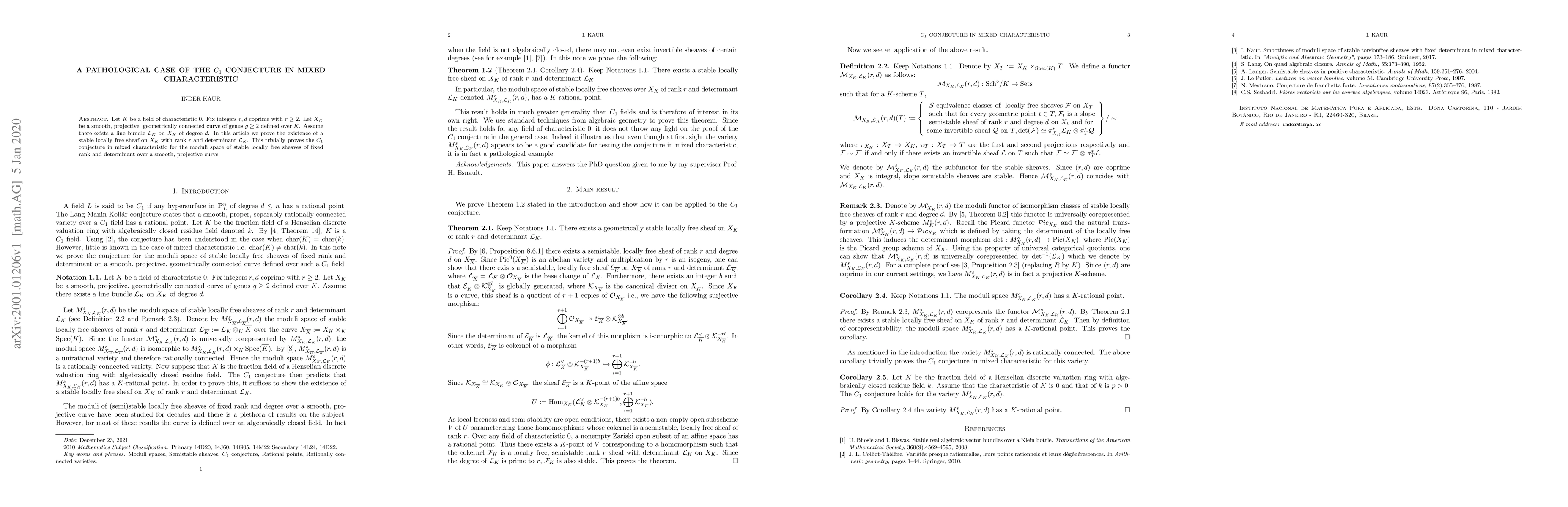 Thumbnail for A pathological case of the $C_1$ conjecture in mixed characteristic