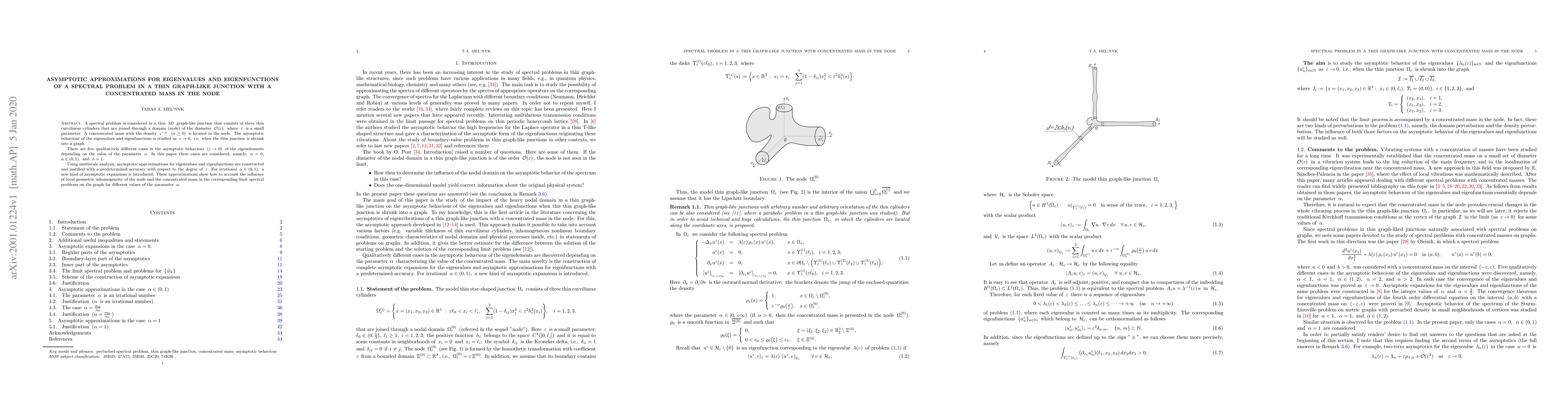 Thumbnail for Asymptotic approximations for eigenvalues and eigenfunctions of a
  spectral problem in a thin graph-like junction with a concentrated mass in
  the node