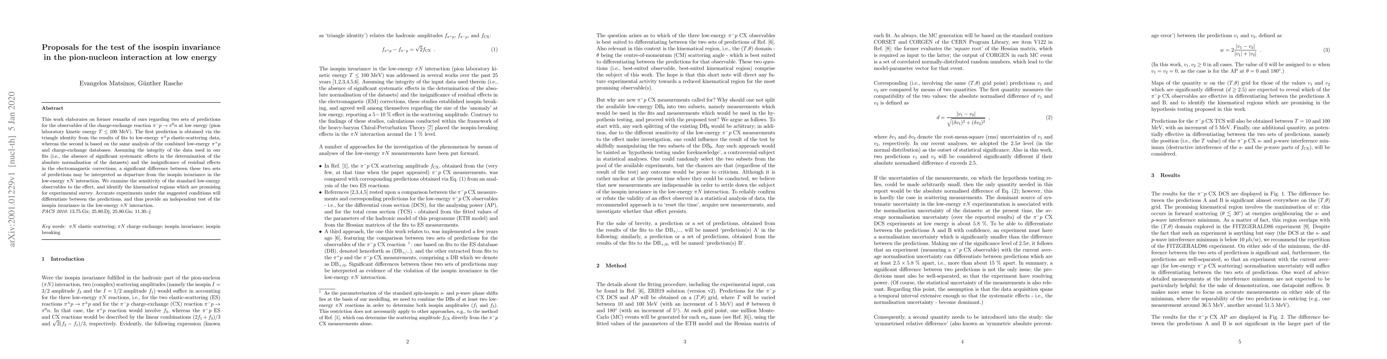 Thumbnail for Proposals for the test of the isospin invariance in the pion-nucleon
  interaction at low energy