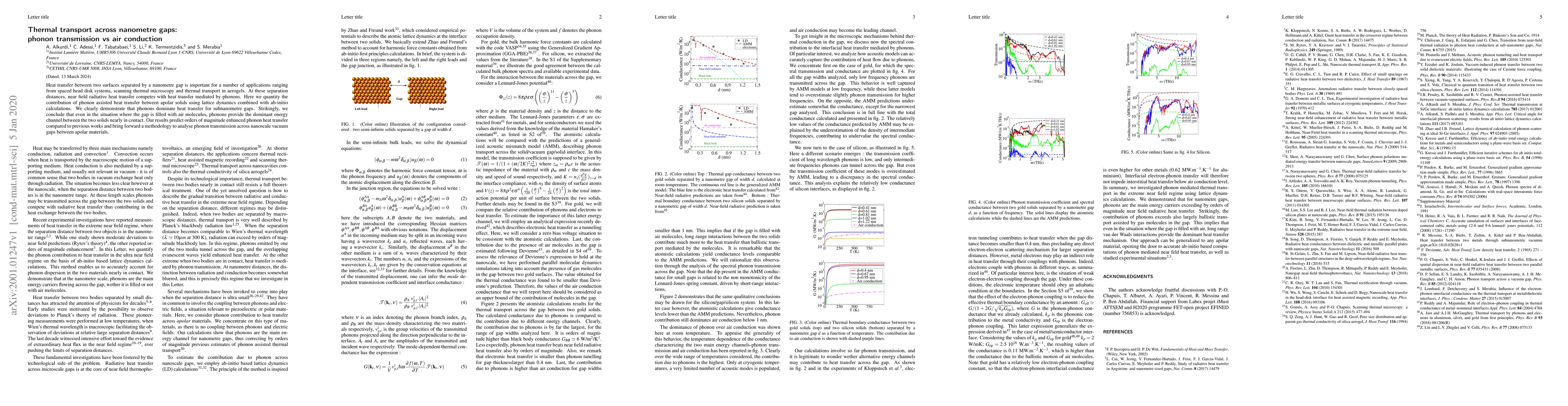 Thumbnail for Thermal transport across nanometre gaps: phonon transmission vs air
  conduction