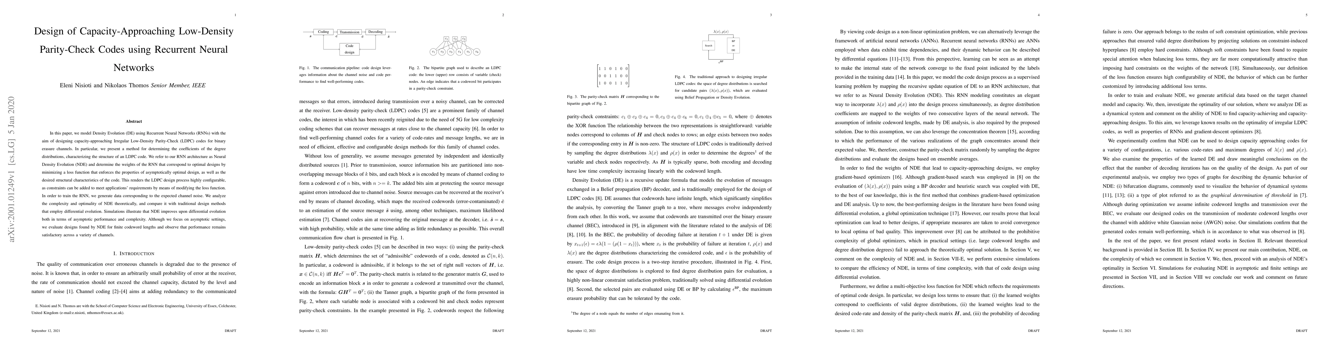Thumbnail for Design of Capacity-Approaching Low-Density Parity-Check Codes using
  Recurrent Neural Networks