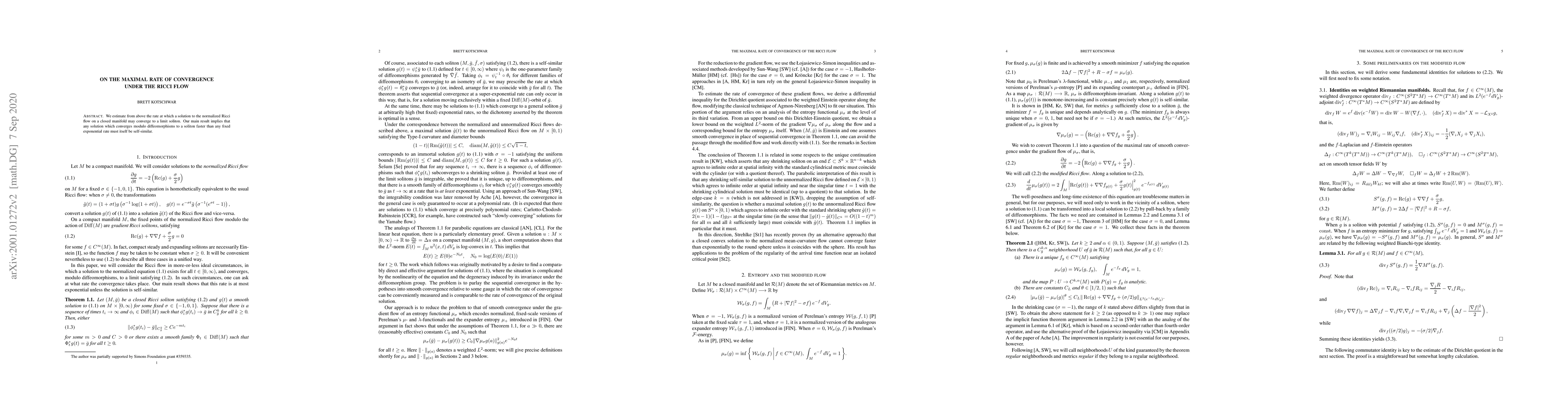 Thumbnail for On the maximal rate of convergence under the Ricci flow