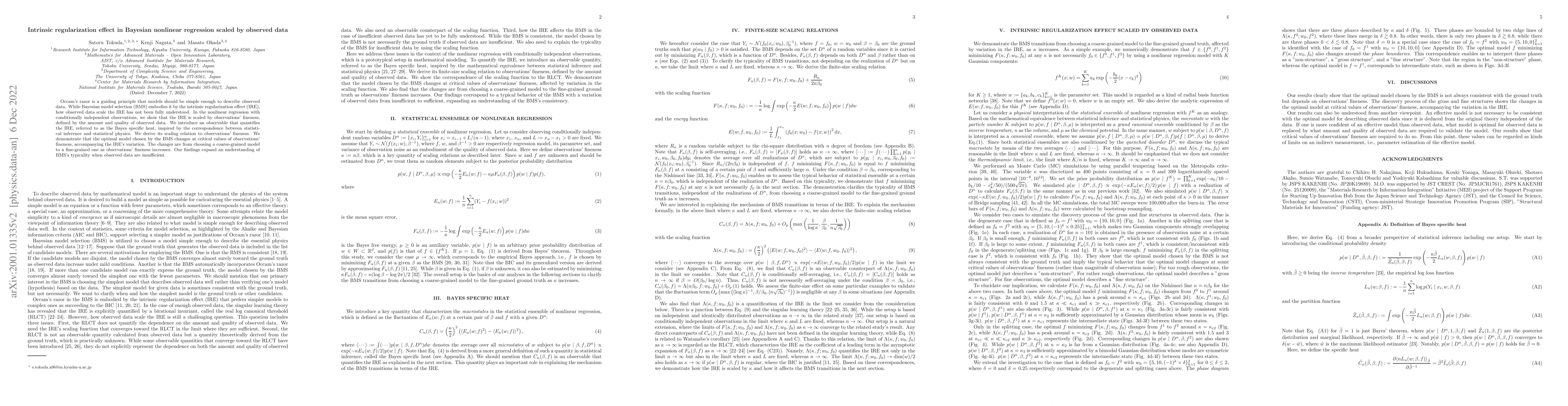 Thumbnail for Intrinsic regularization effect in Bayesian nonlinear regression scaled
  by observed data