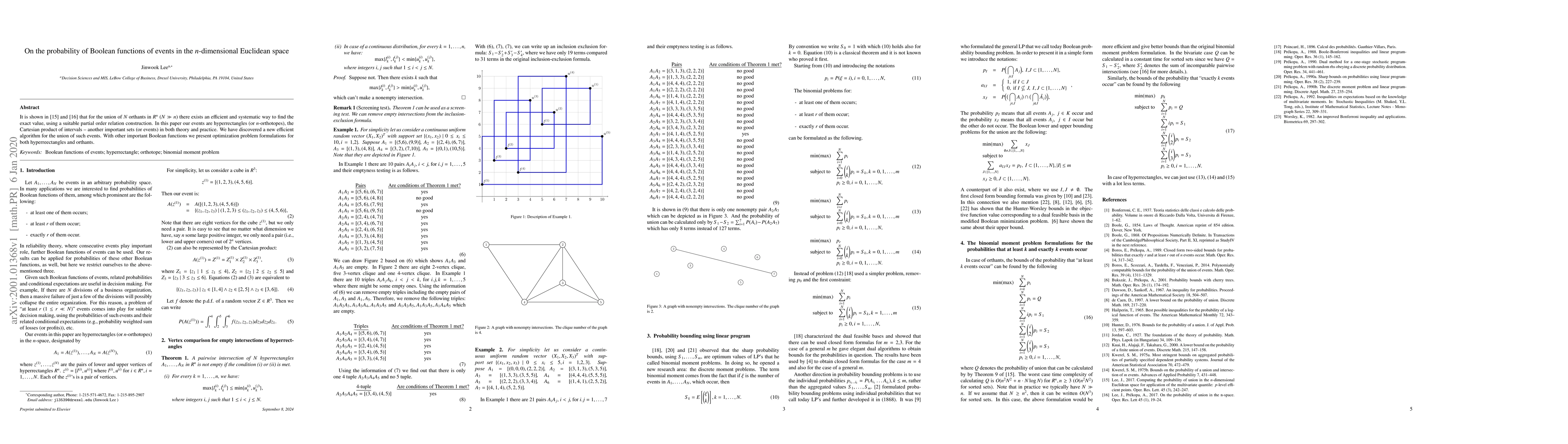 Thumbnail for On the probability of Boolean functions of events in the n-dimensional
  Euclidean space
