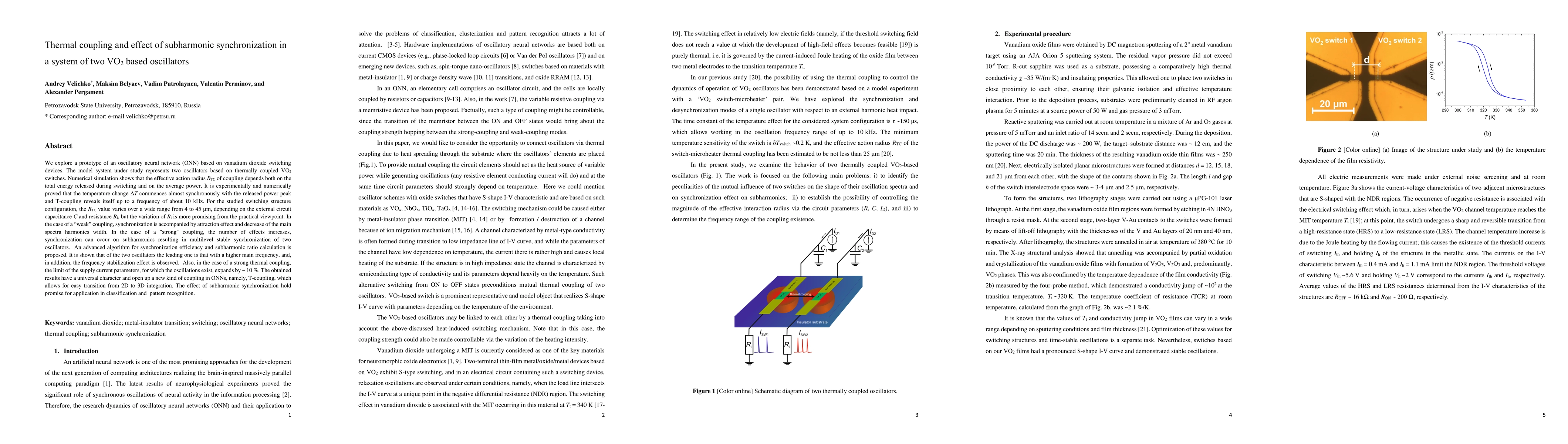 Thumbnail for Thermal coupling and effect of subharmonic synchronization in a system
  of two VO2 based oscillators