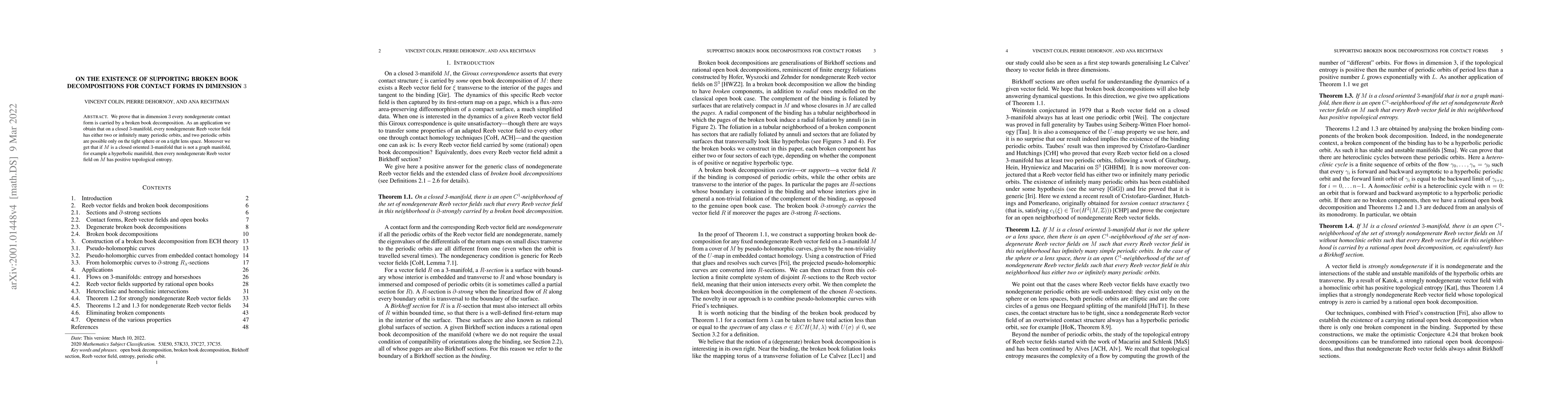 Thumbnail for On the existence of supporting broken book decompositions for contact
  forms in dimension 3