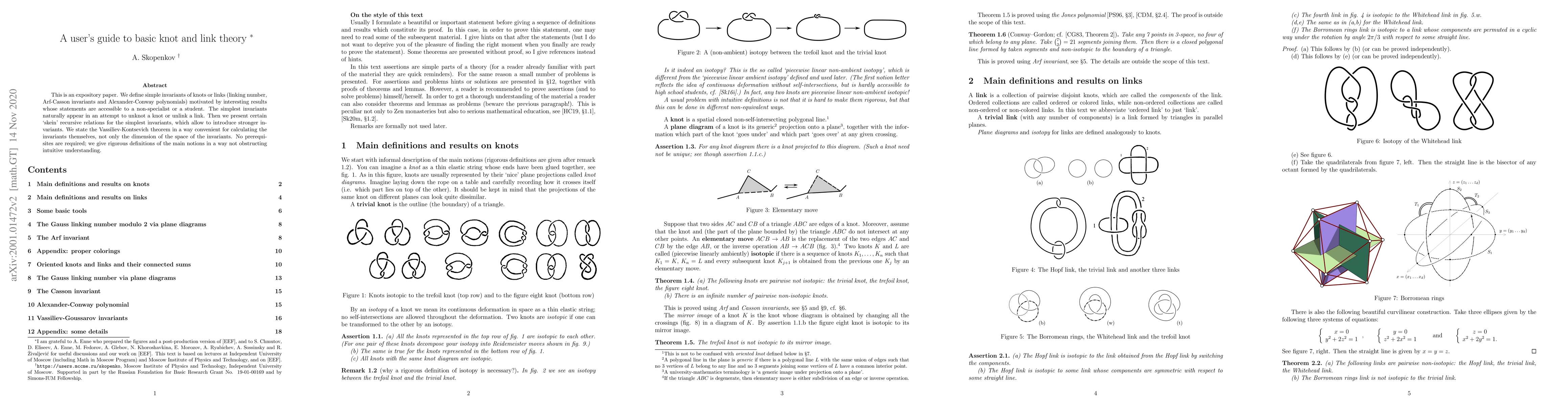 Thumbnail for A user's guide to basic knot and link theory