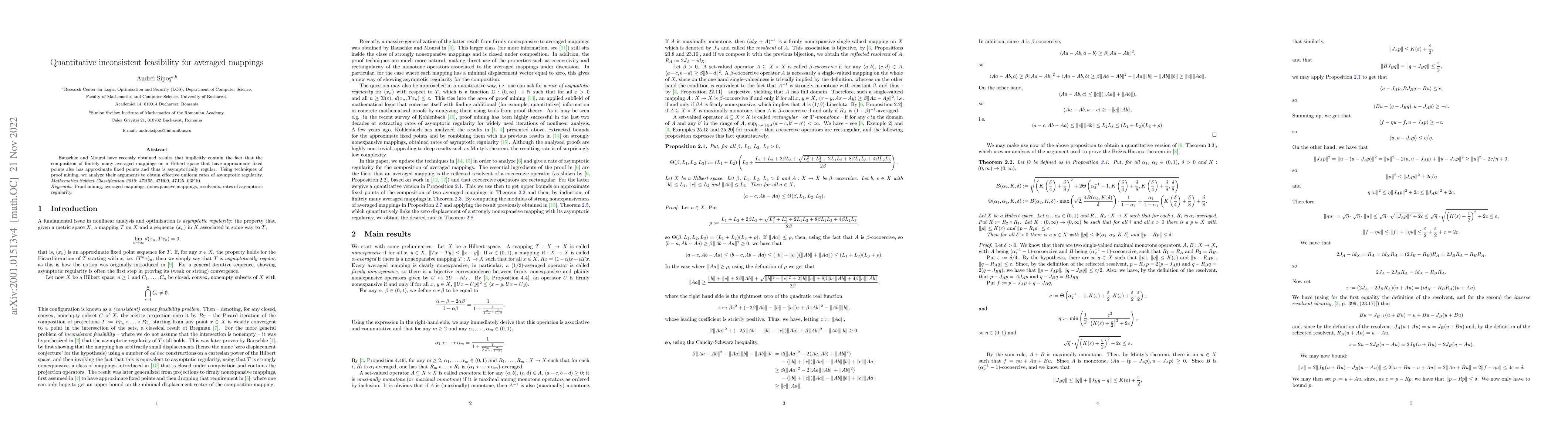 Thumbnail for Quantitative inconsistent feasibility for averaged mappings