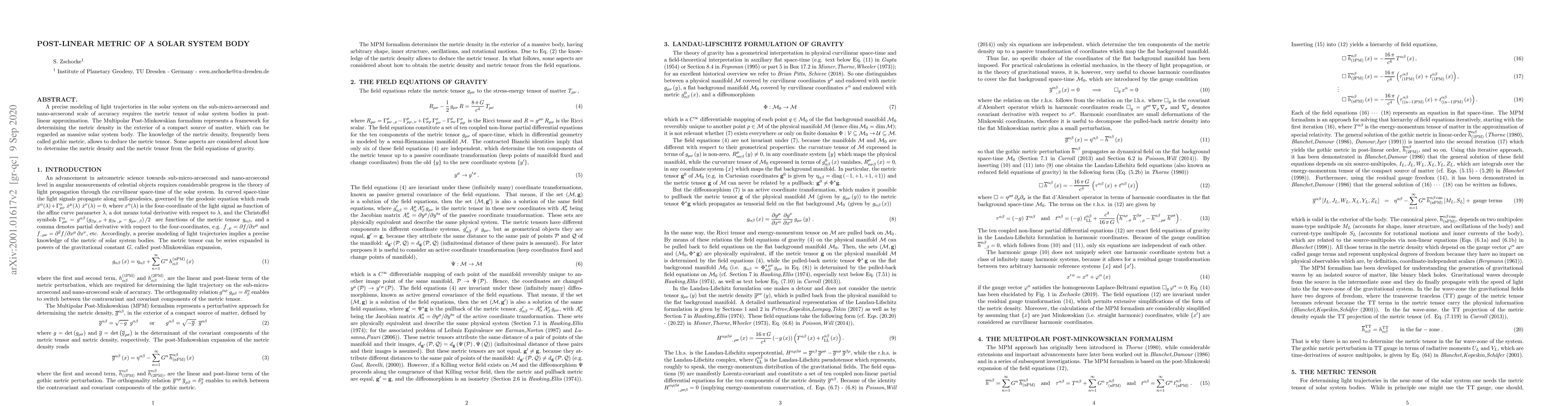Thumbnail for Post-linear metric of a solar system body