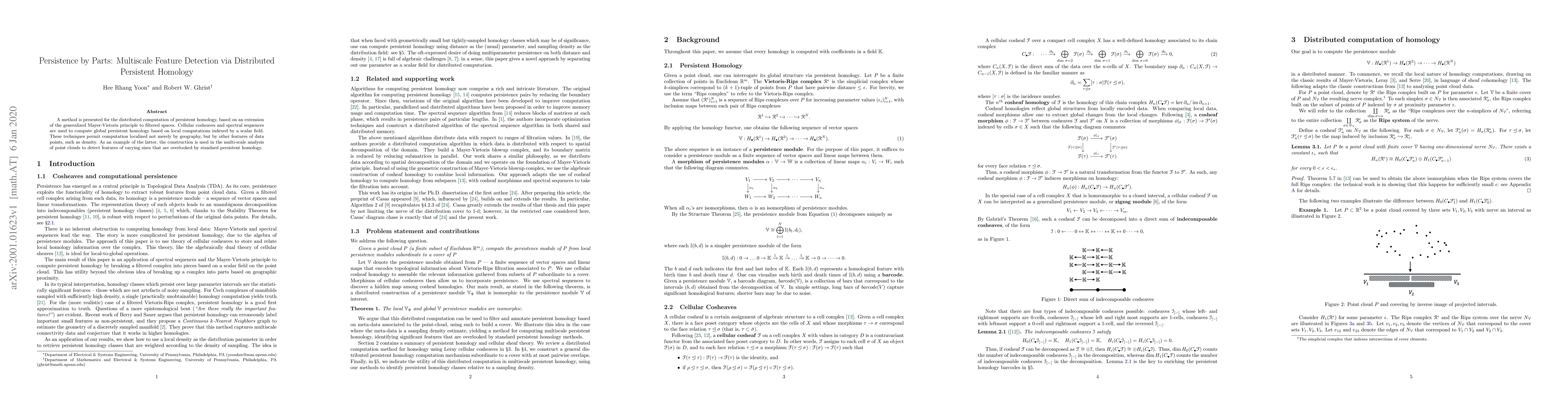 Thumbnail for Persistence by Parts: Multiscale Feature Detection via Distributed
  Persistent Homology