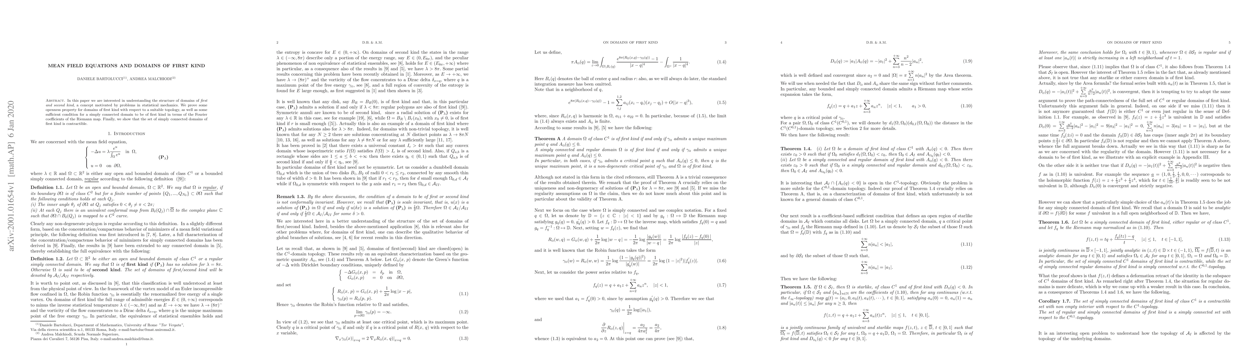 Thumbnail for Mean field equations and domains of first kind