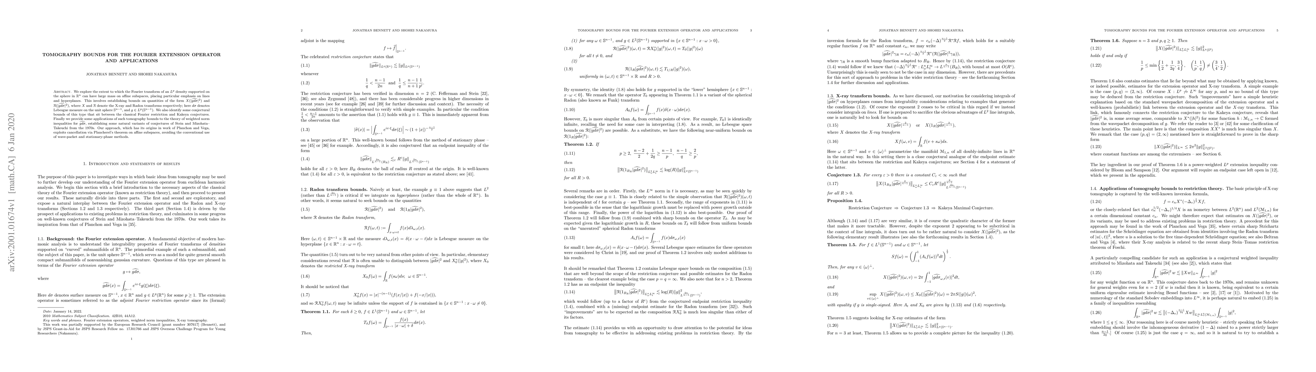 Thumbnail for Tomography bounds for the Fourier extension operator and applications