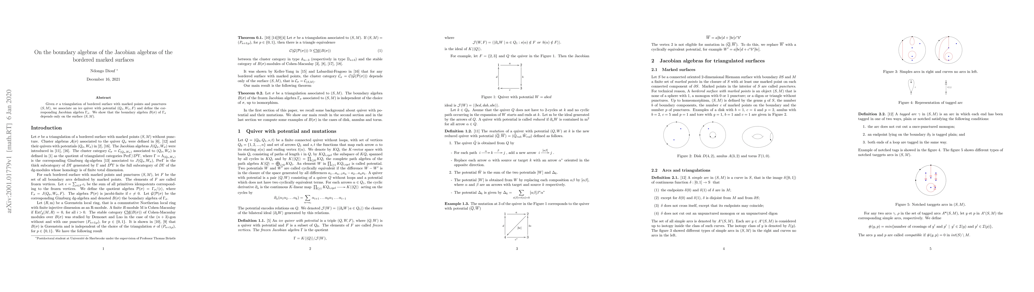 Thumbnail for On the boundary algebras of the Jacobian algebras of the bordered marked
  surfaces