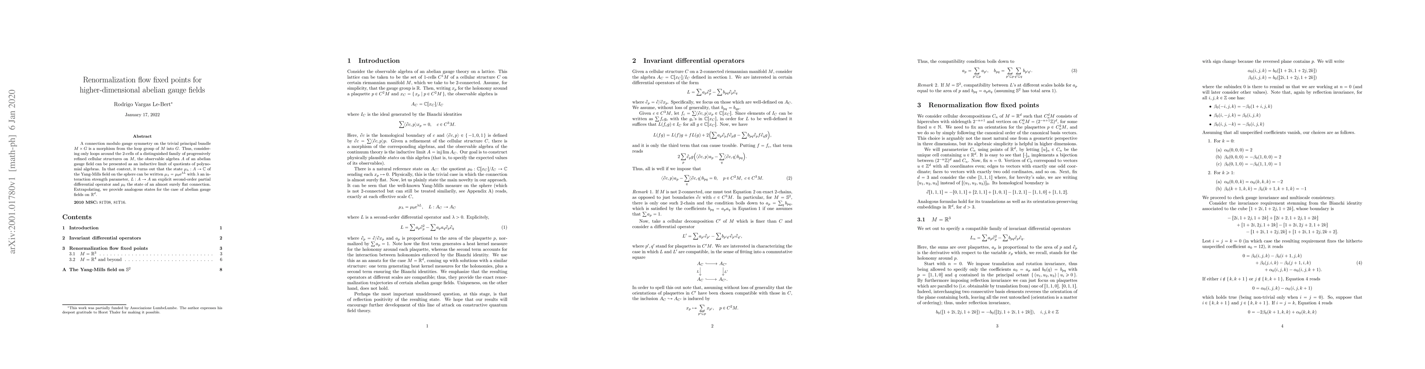 Thumbnail for Renormalization flow fixed points for higher-dimensional abelian gauge
  fields