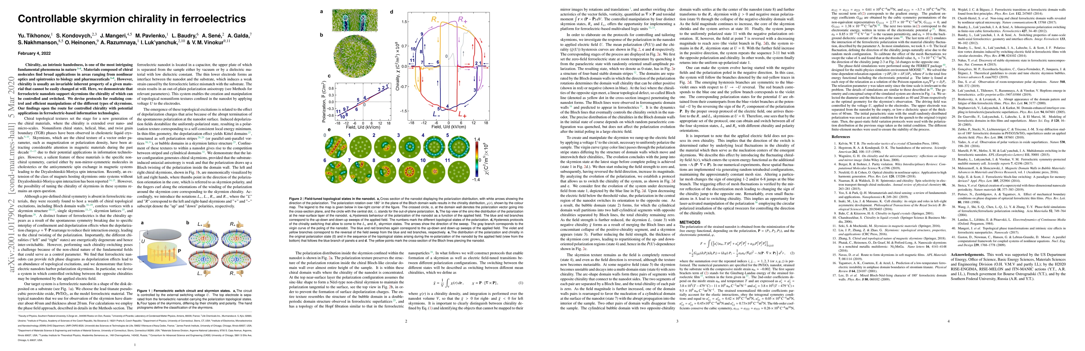 Thumbnail for Controllable skyrmion chirality in ferroelectrics