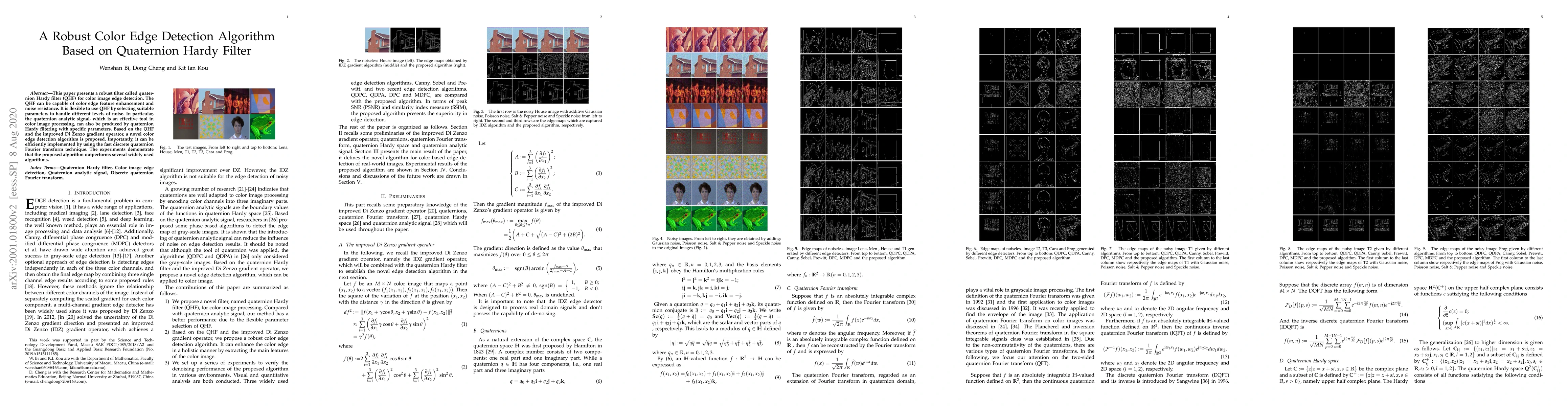 Thumbnail for A Robust Color Edge Detection Algorithm Based on Quaternion Hardy Filter