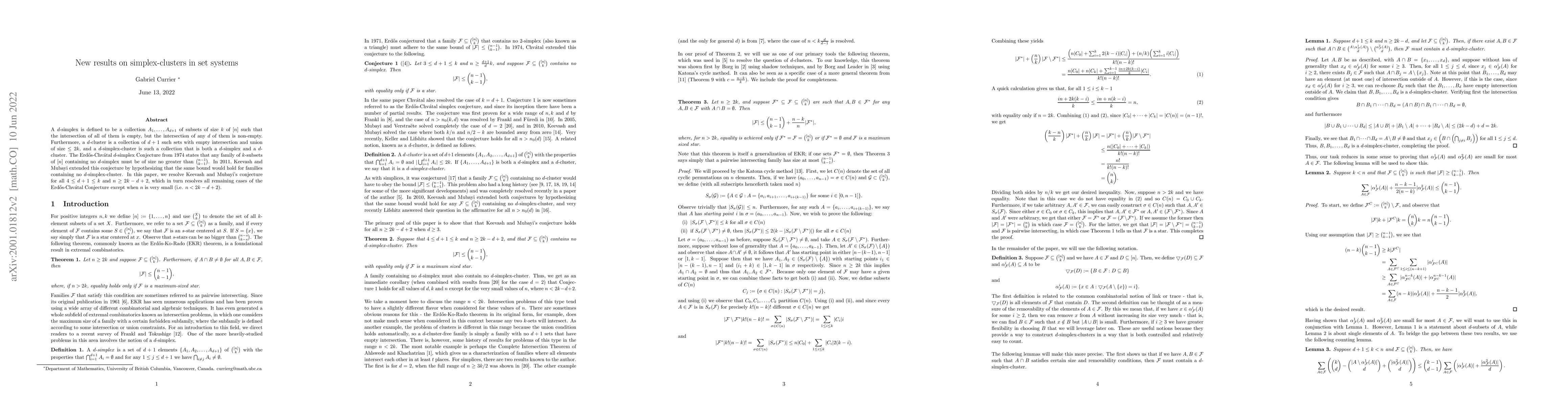 Thumbnail for New results on simplex-clusters in set systems