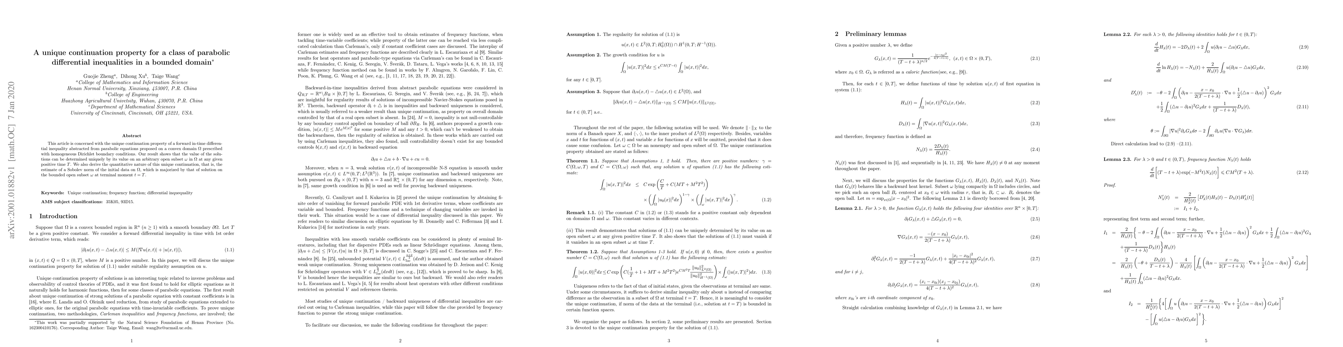 Thumbnail for A unique continuation property for a class of parabolic differential
  inequalities in a bounded domain